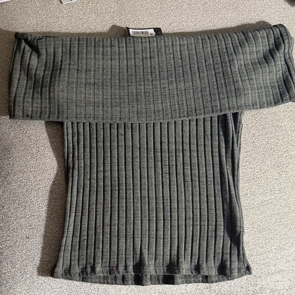 Express Off-Shoulder Ribbed Sweater